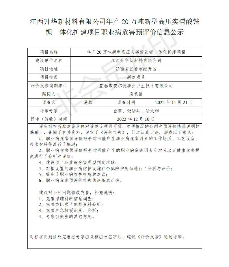 江西升華新材料有限公司年產(chǎn)20萬噸新型高壓實(shí)磷酸鐵鋰一體化擴(kuò)建項(xiàng)目職業(yè)病危害預(yù)評價(jià)信息公示_01.jpg